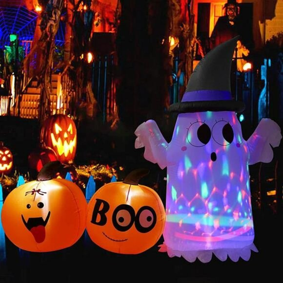 Amazon.com: 6FT Halloween Inflatables Pumpkin Ghost Outdoor  6FT Halloween Inflatables Ghost Pumpkins, Outdoor Halloween Decorations